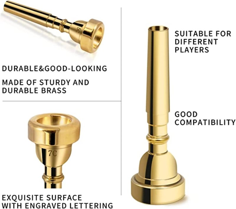 Cheerock 5C Trumpet Mouthpiece - Brass Gold Plated Compatible With Beginners and Professionals - Trumpet Accessories - Image 3